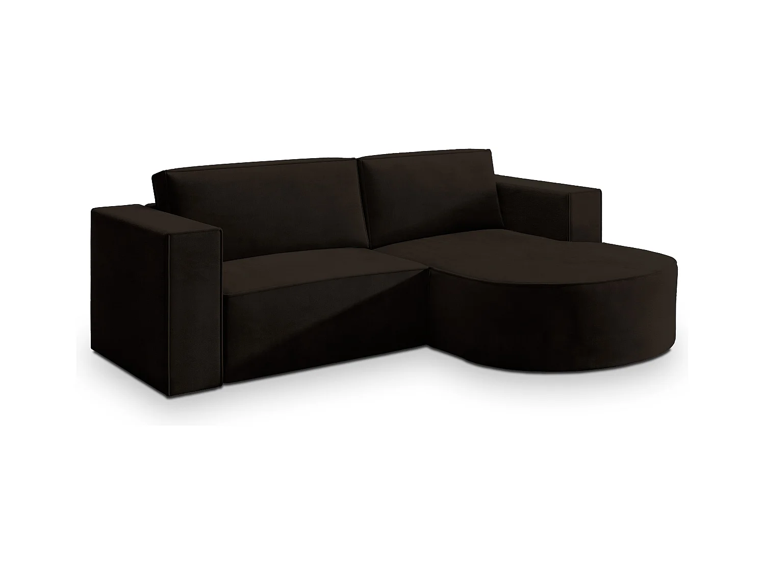 Canapé d'angle SORELA Marron en velours avec fonction de couchage