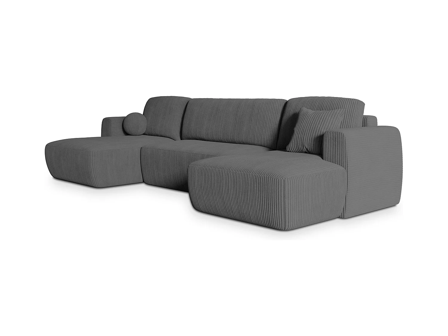 Canapé d'angle SENTUM Gris en velours côtelé avec fonction de couchage