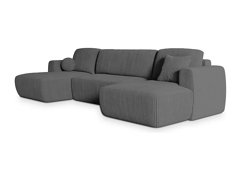 Canapé d'angle SENTUM Gris en velours côtelé avec fonction de couchage