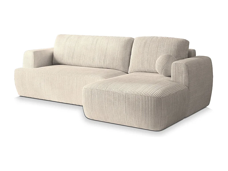 Canapé d'angle SENTI Crème en velours côtelé avec fonction de couchage