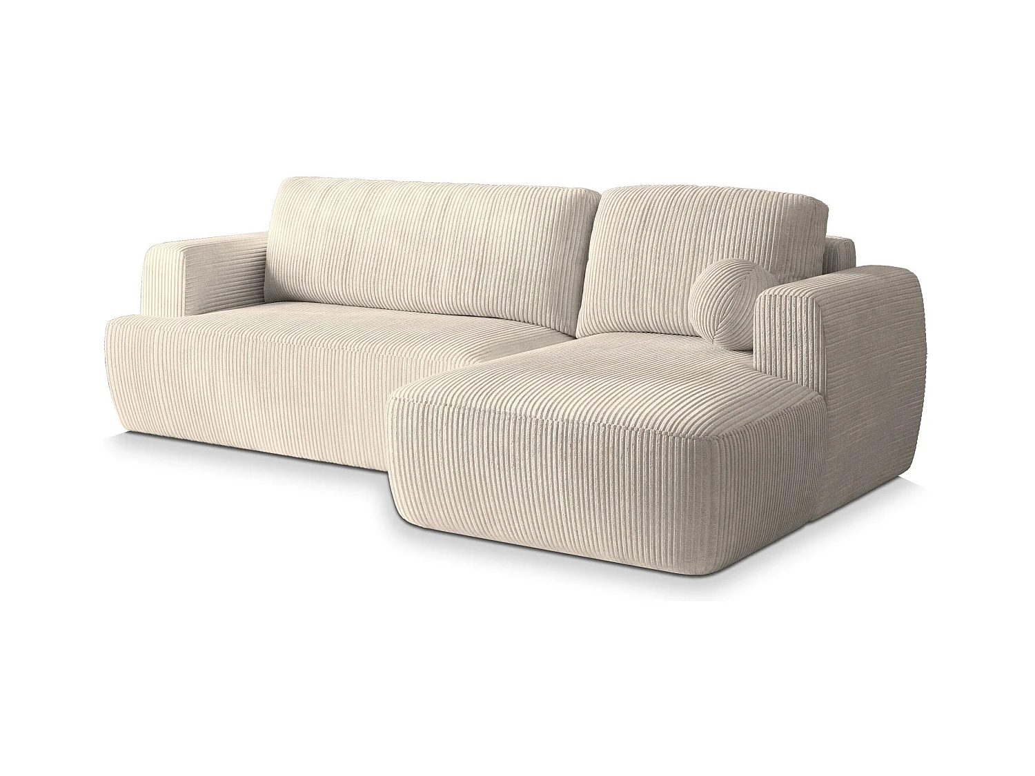 Canapé d'angle SENTI Crème en velours côtelé avec fonction de couchage