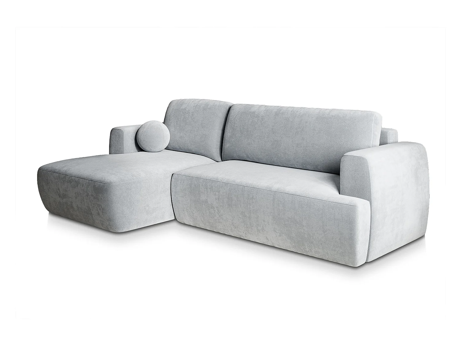 Canapé d'angle SENTI Gris clair en peluche avec fonction de couchage