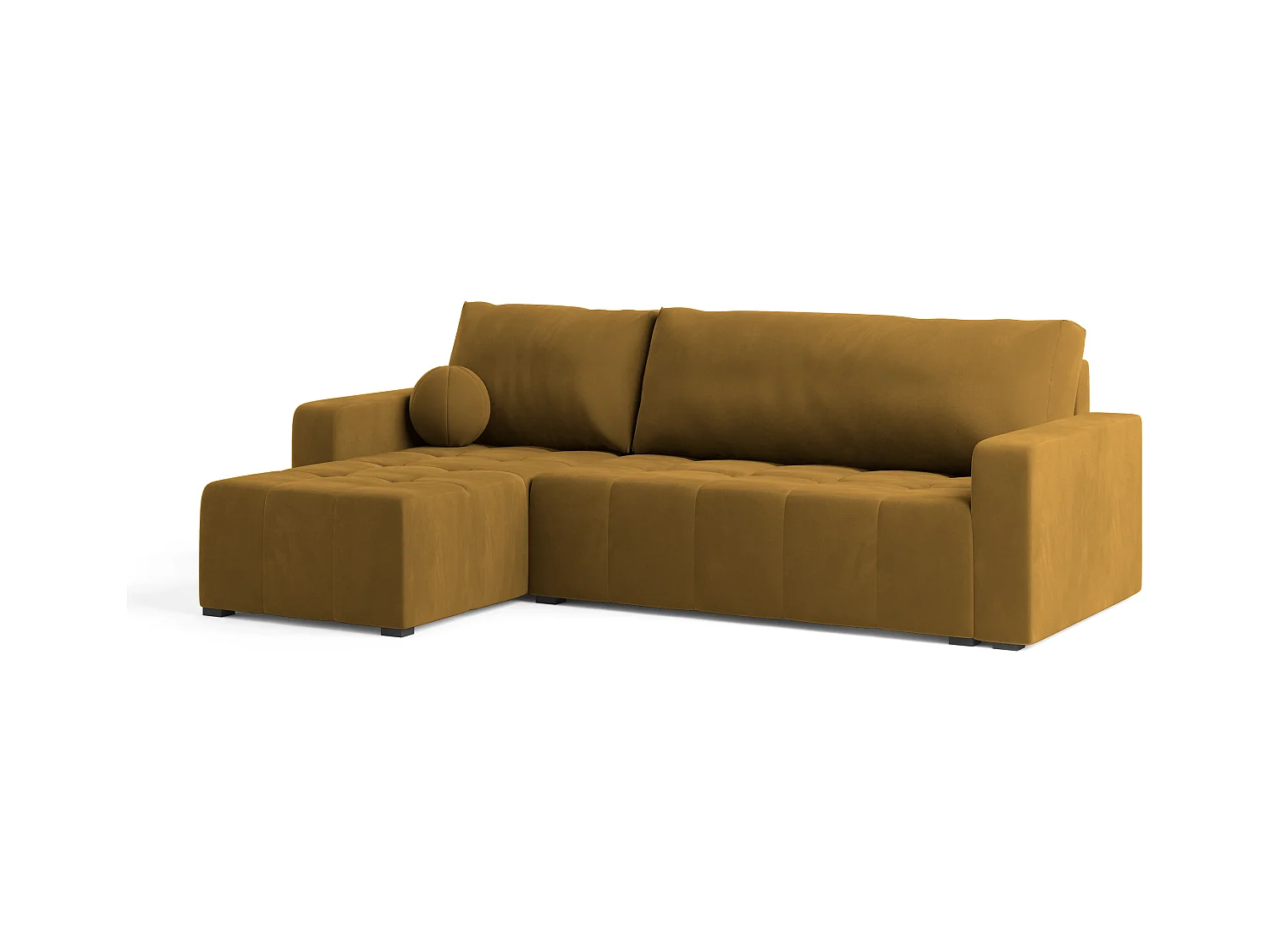 Canapé d'angle VOLIRA Jaune en peluche avec fonction de couchage