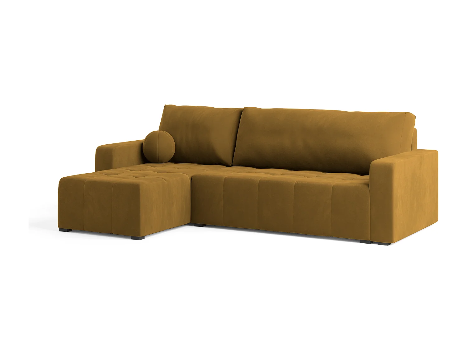 Canapé d'angle VOLIRA Jaune en peluche avec fonction de couchage