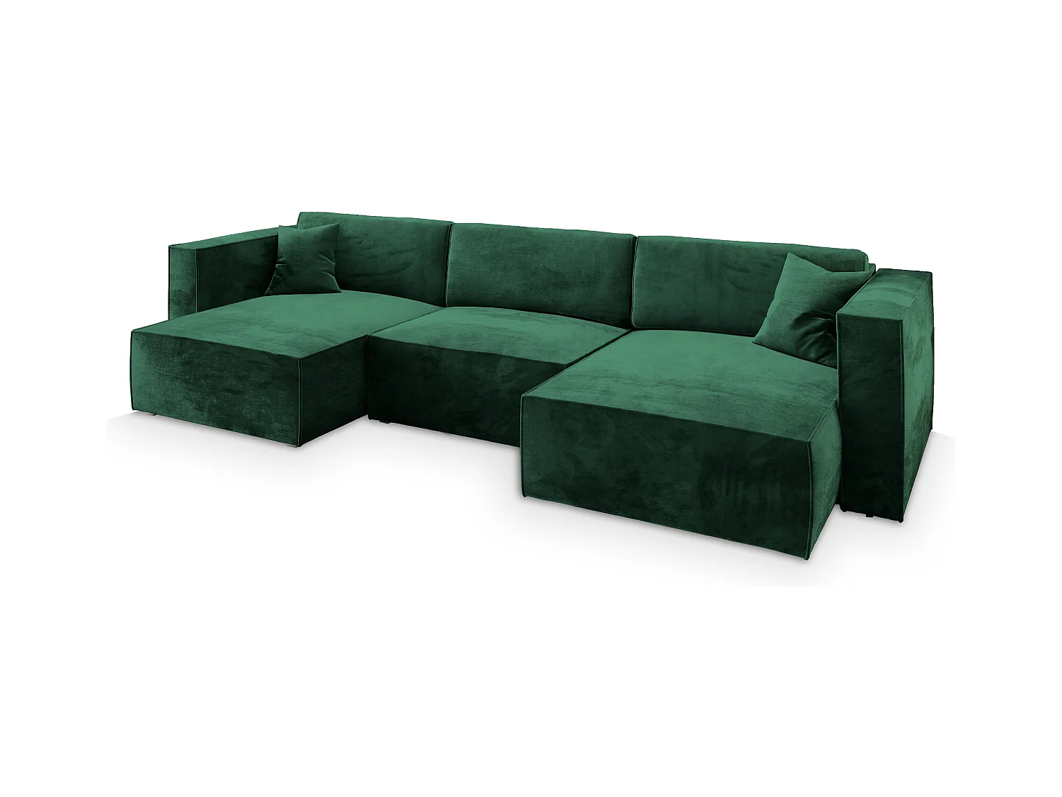 Canapé d'angle SARMO Vert Sapin en velours avec fonction de couchage