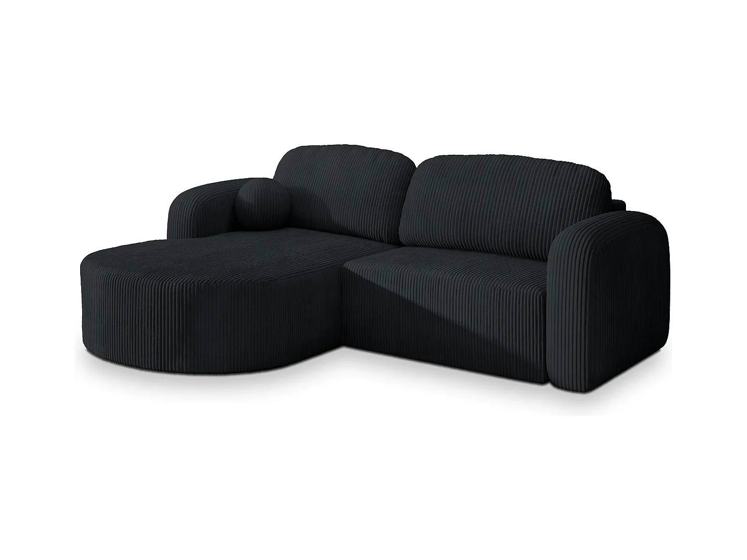 Canapé d'angle AMILIA Noir en velours côtelé avec fonction de couchage