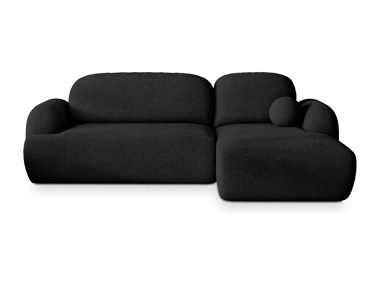 Canapé d'angle MODENZA Noir en bouclé avec fonction de couchage