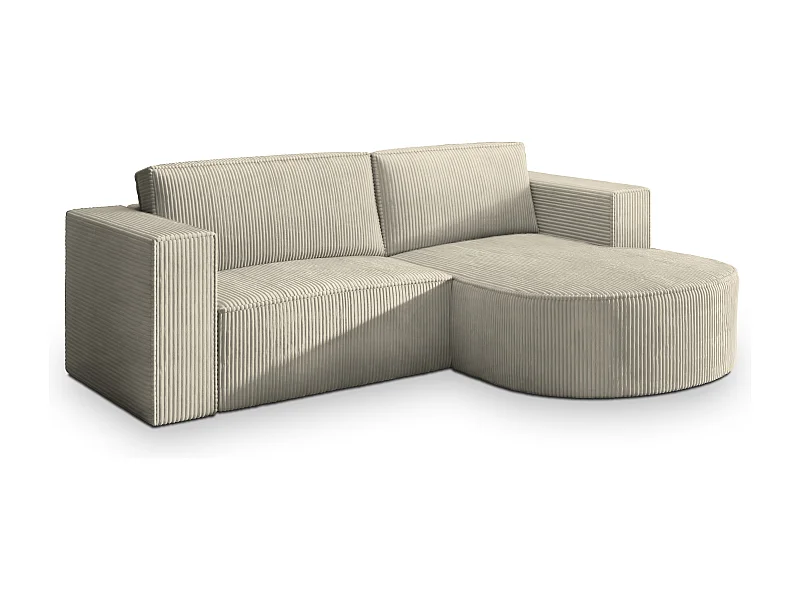 Canapé d'angle SORELA Crème en velours côtelé avec fonction de couchage