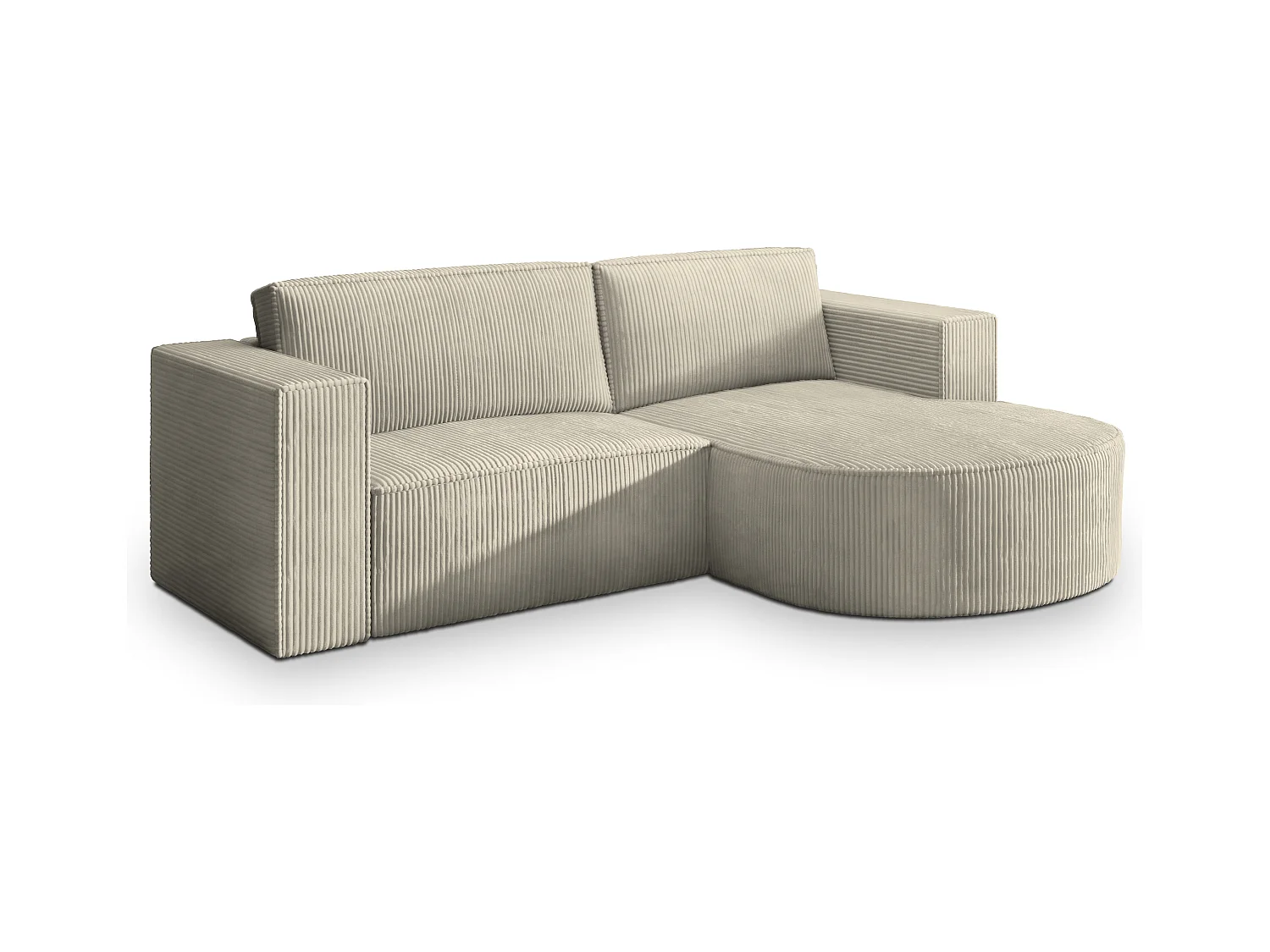 Canapé d'angle SORELA Crème en velours côtelé avec fonction de couchage