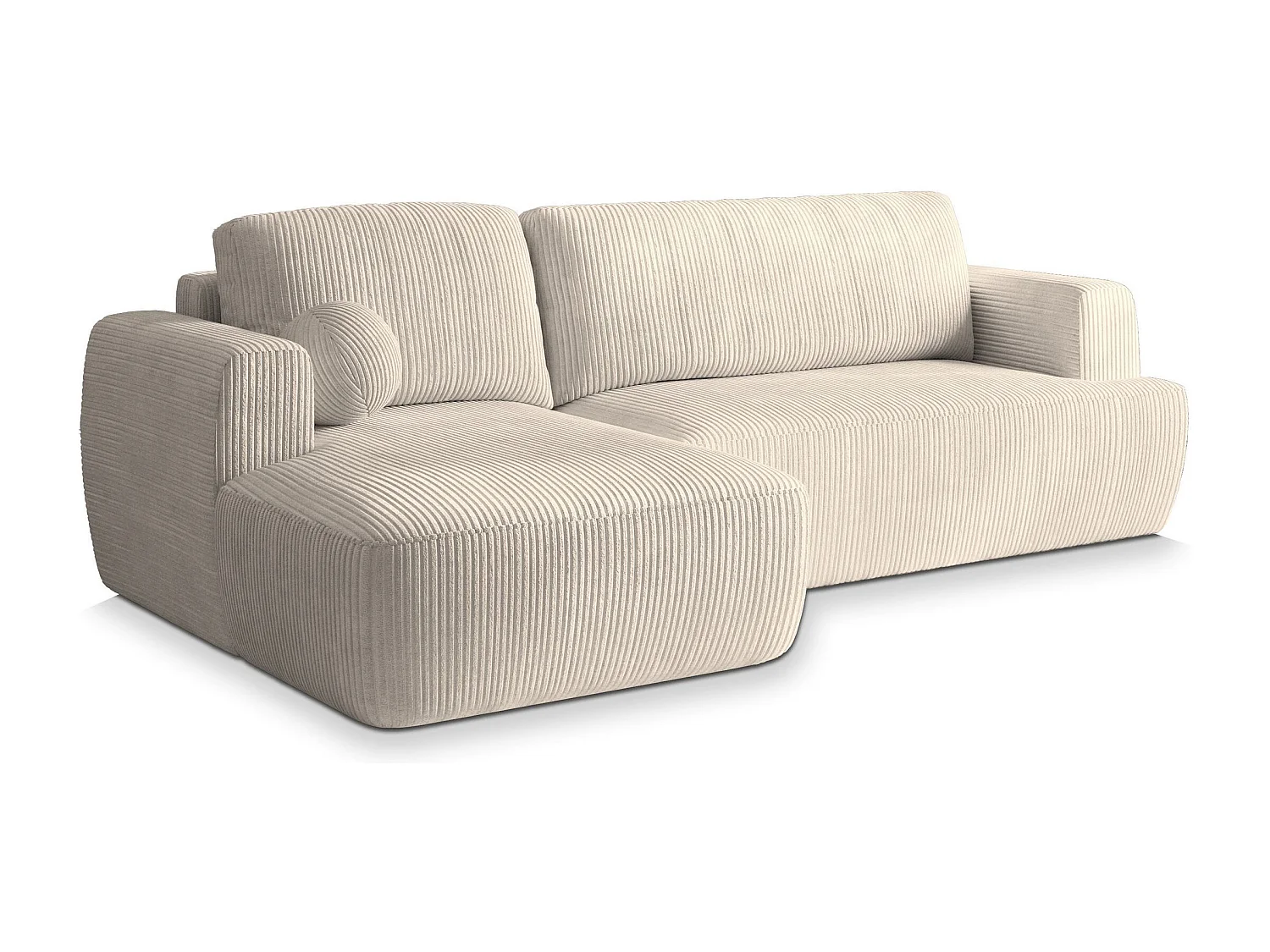 Canapé d'angle SENTI Crème en velours côtelé avec fonction de couchage