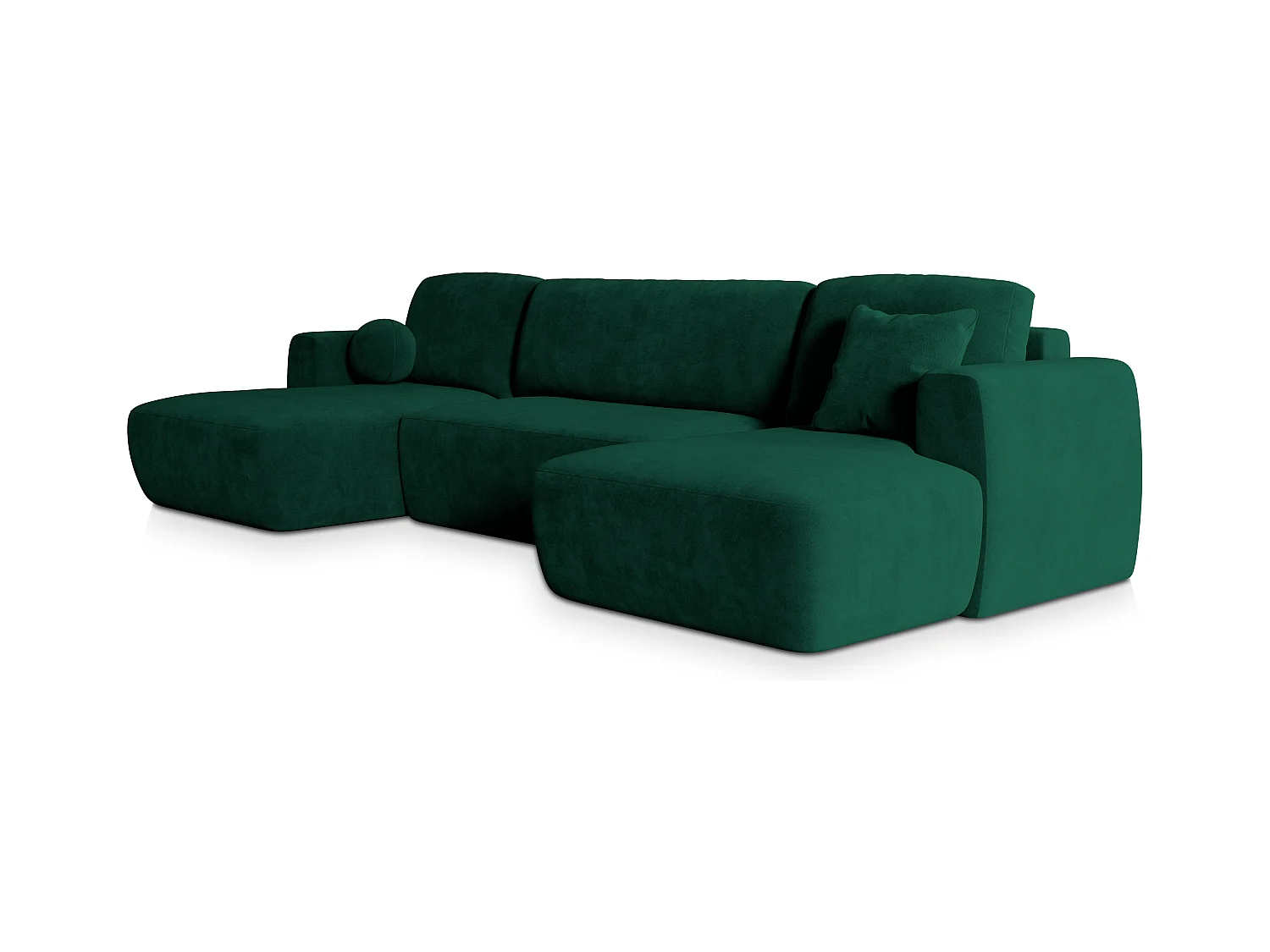 Canapé d'angle SENTUM Vert Sapin en peluche avec fonction de couchage