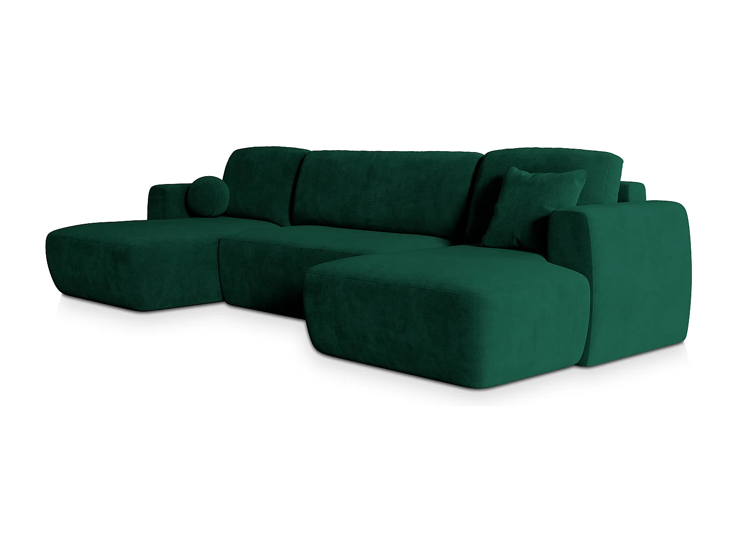 Canapé d'angle SENTUM Vert Sapin en peluche avec fonction de couchage