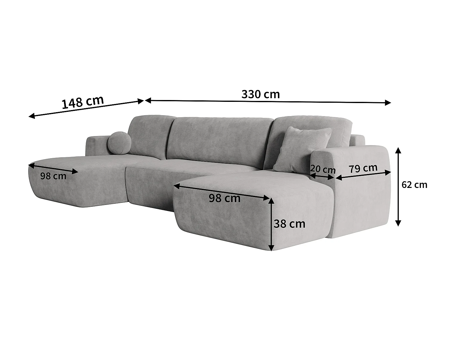 Canapé d'angle SENTUM Vert Sapin en peluche avec fonction de couchage