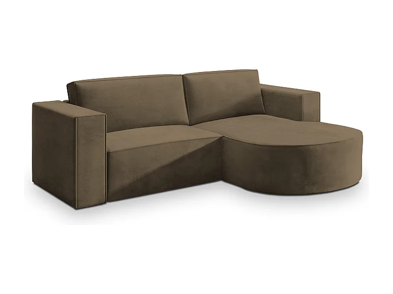 Canapé d'angle SORELA Beige en velours avec fonction de couchage