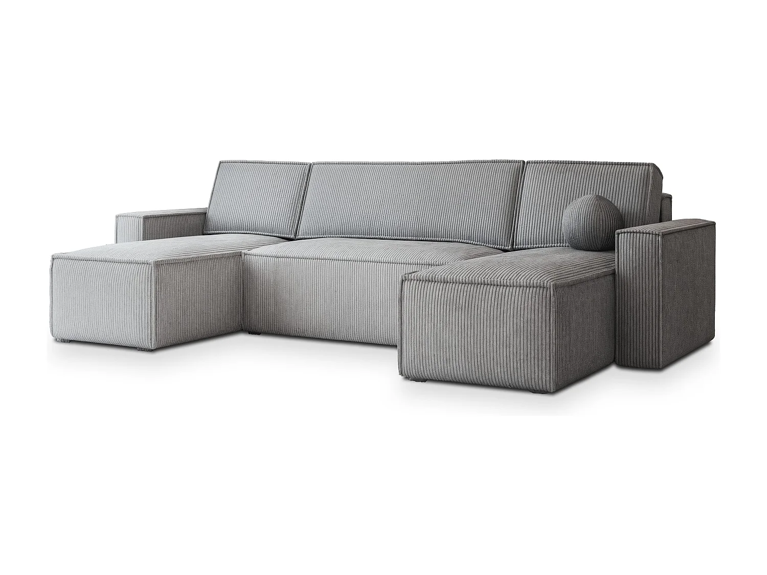 Canapé d'angle PESANO Gris clair en velours côtelé avec fonction de couchage