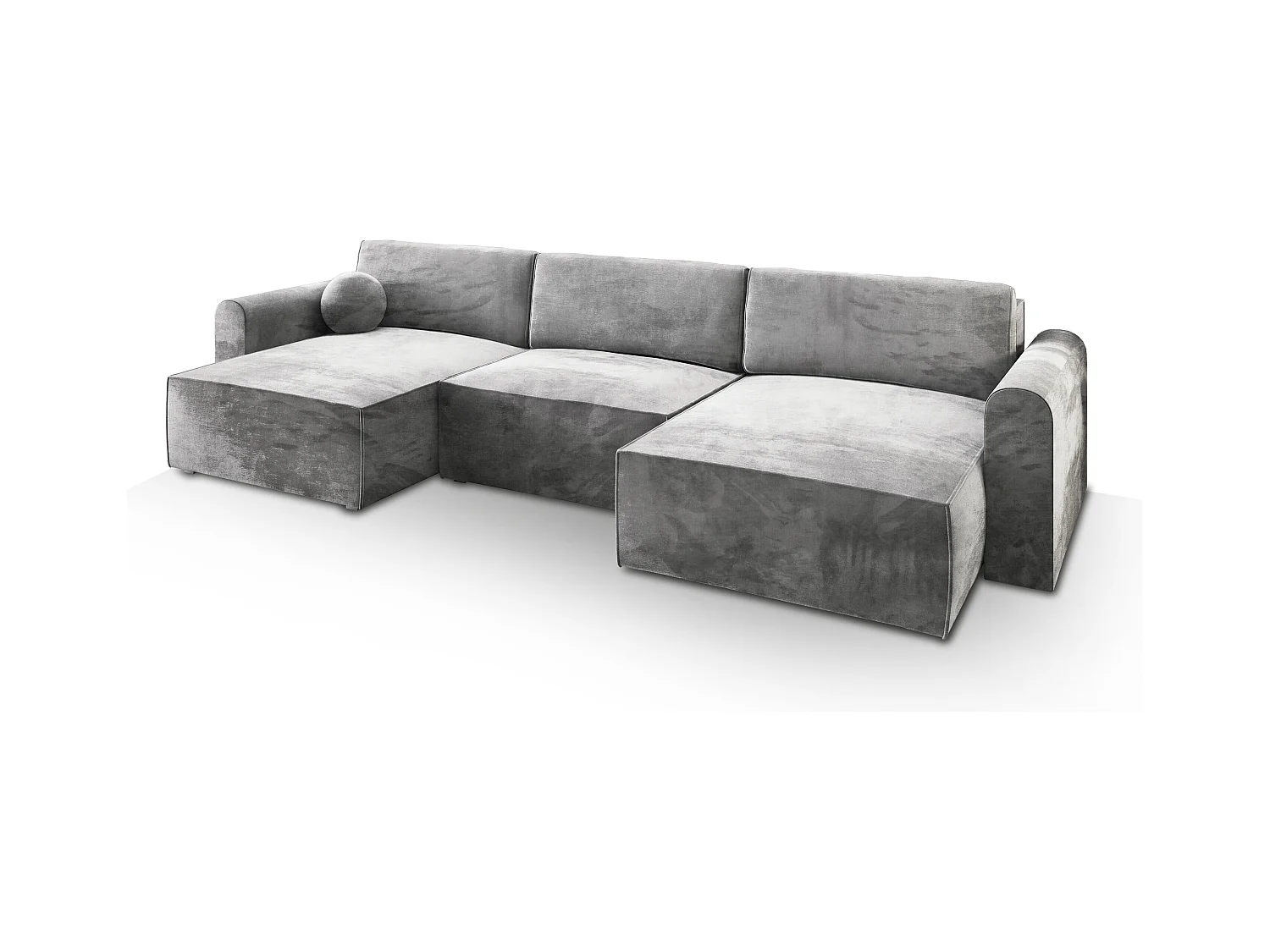 Canapé d'angle FENTO Gris clair en velours avec fonction de couchage