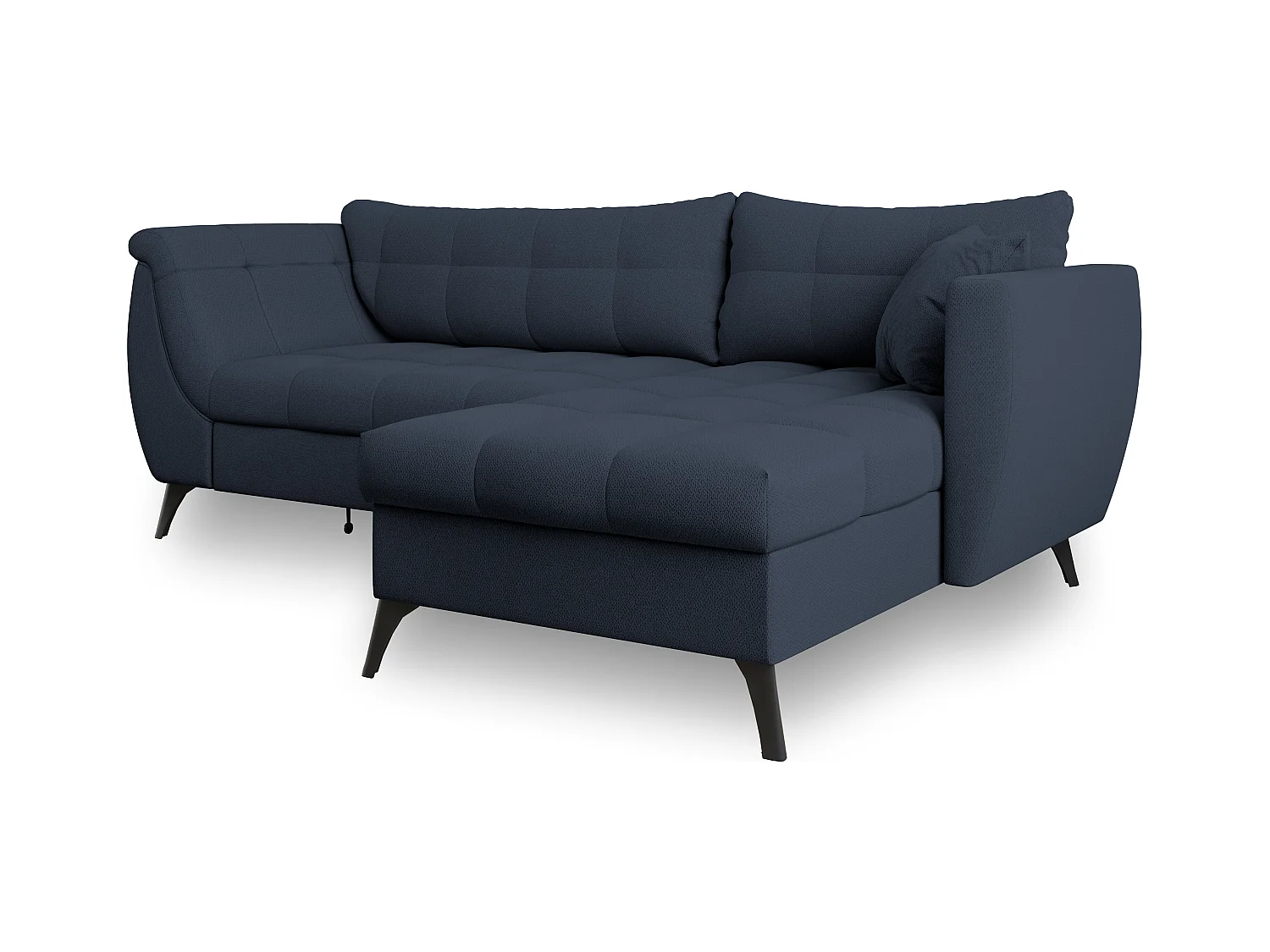 Canapé d'angle MOLLIS Bleu en tissu texturé avec fonction de couchage