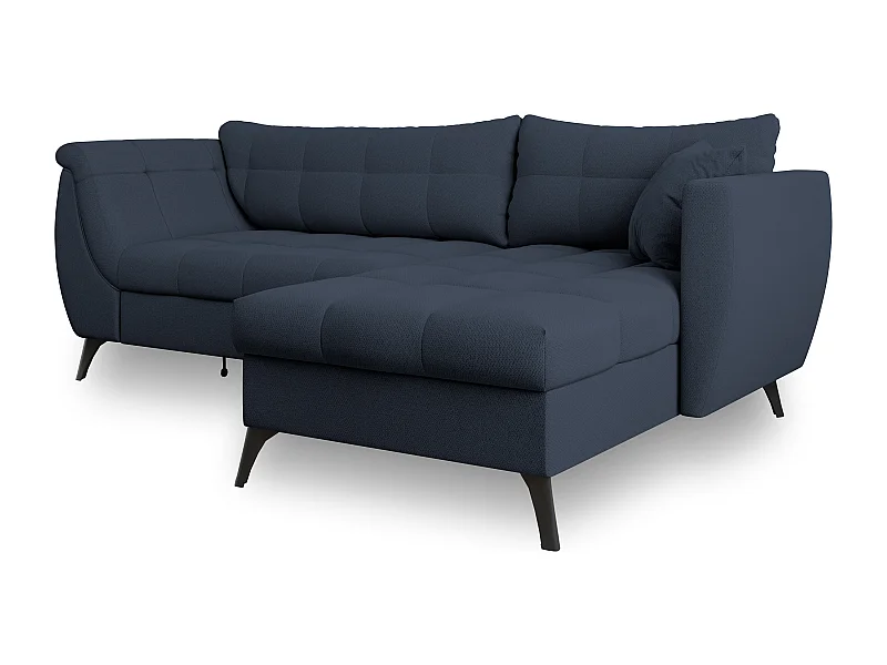 Canapé d'angle MOLLIS Bleu en tissu texturé avec fonction de couchage