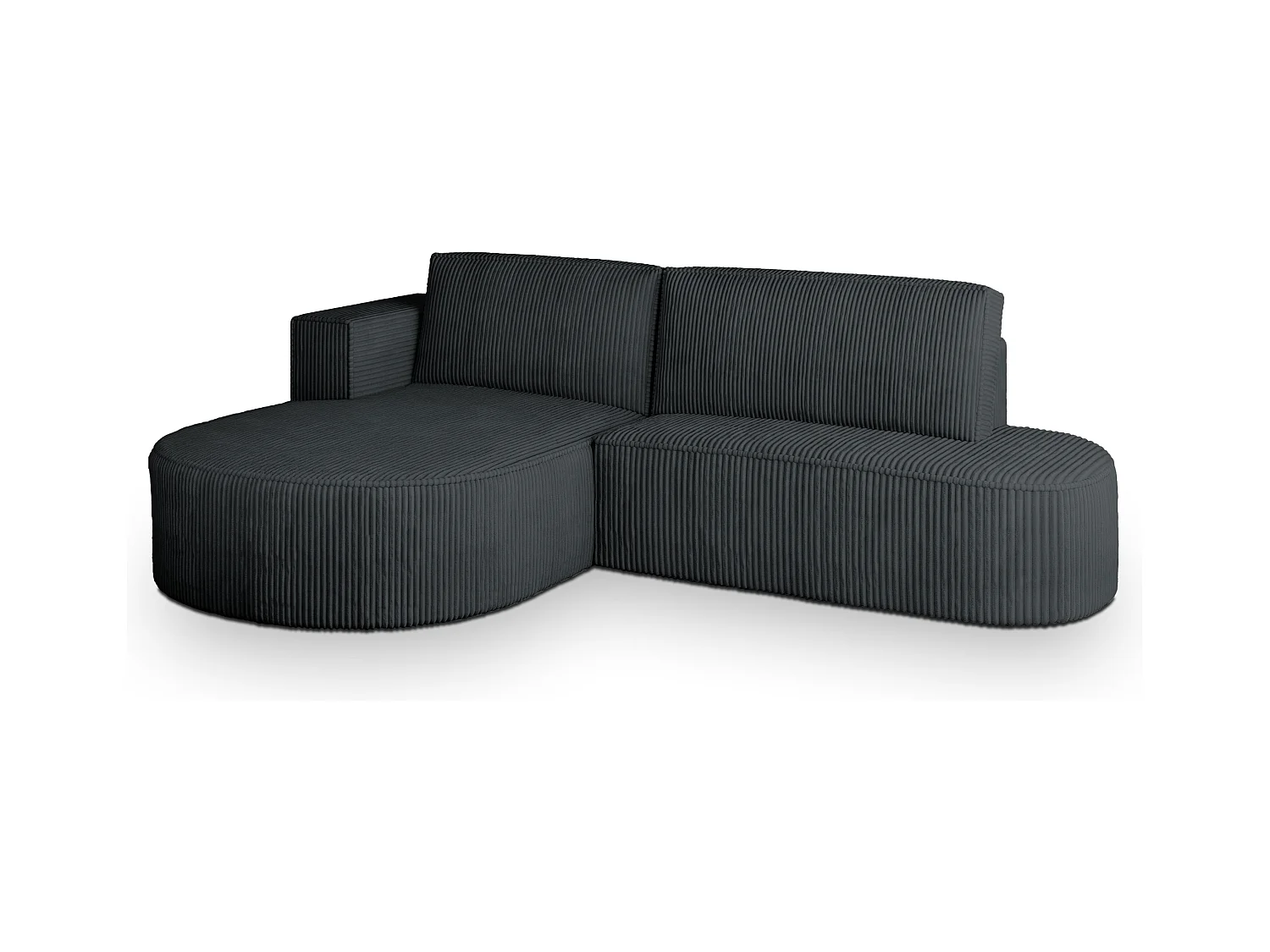 Canapé d'angle CORTIO Gris anthracite en velours côtelé avec fonction de couchage