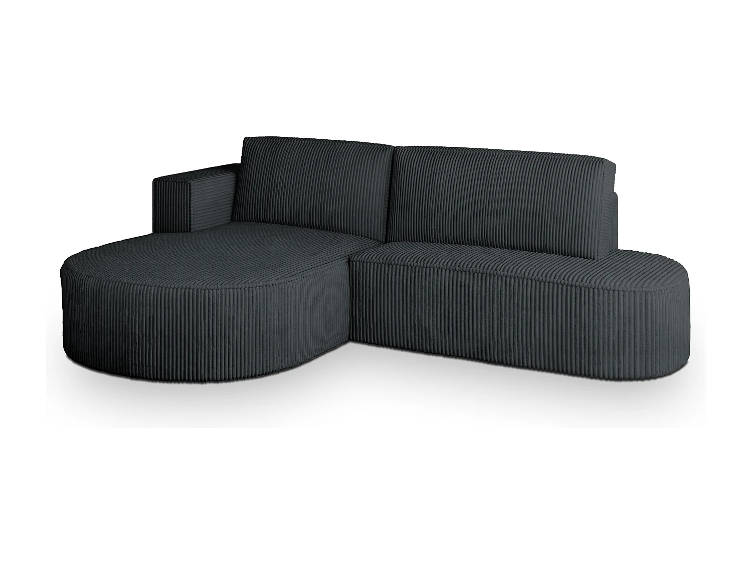 Canapé d'angle CORTIO Gris anthracite en velours côtelé avec fonction de couchage