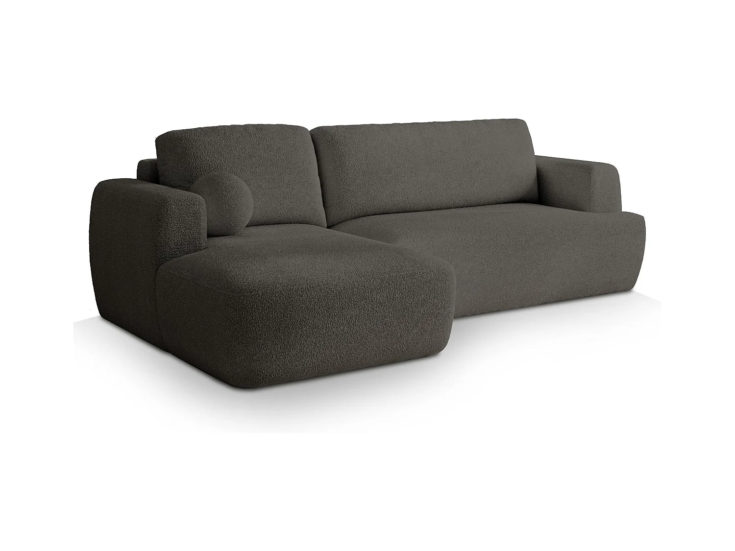 Canapé d'angle SENTI Gris en bouclé avec fonction de couchage