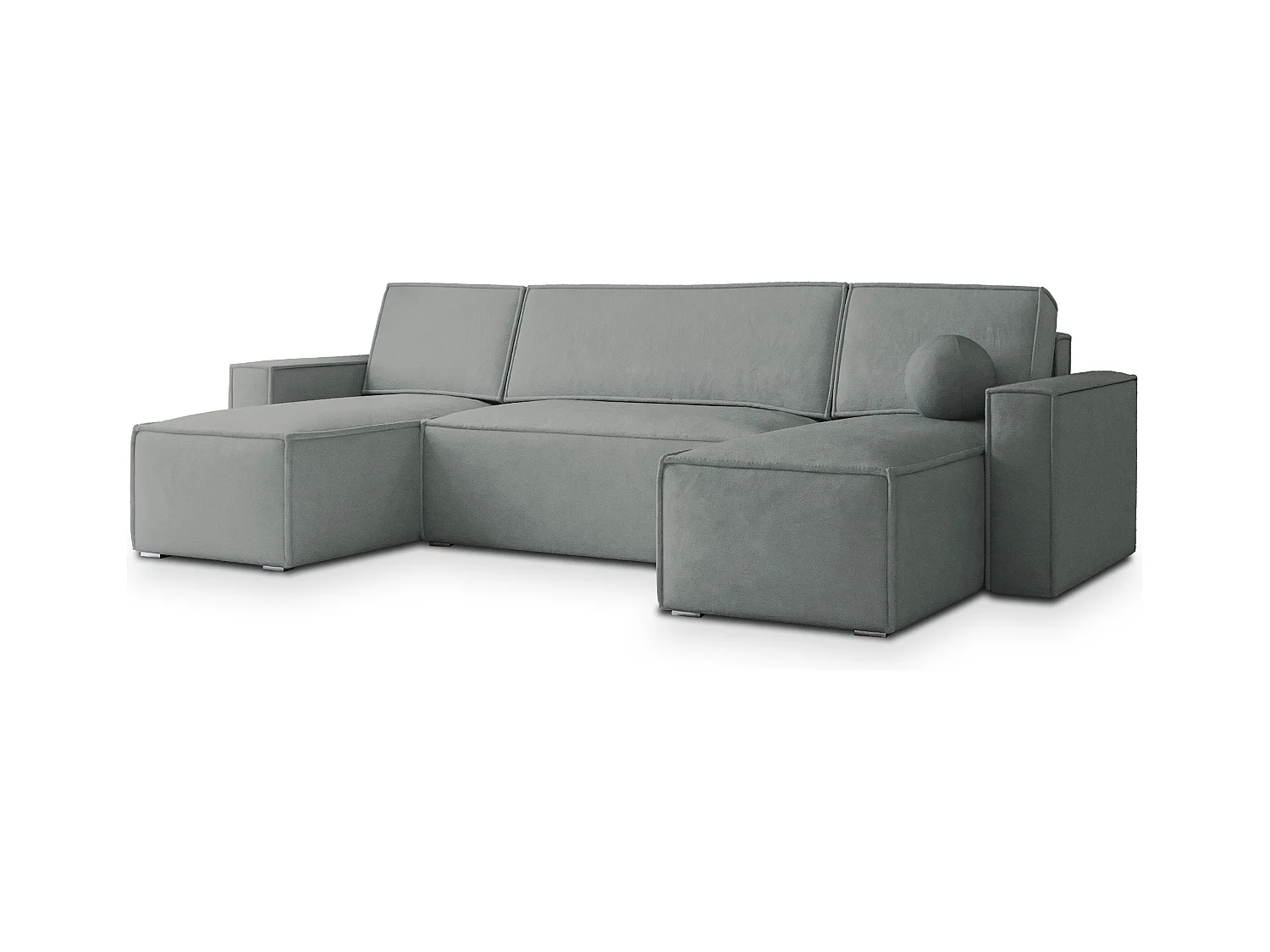 Canapé d'angle PESANO Gris en velours avec fonction de couchage