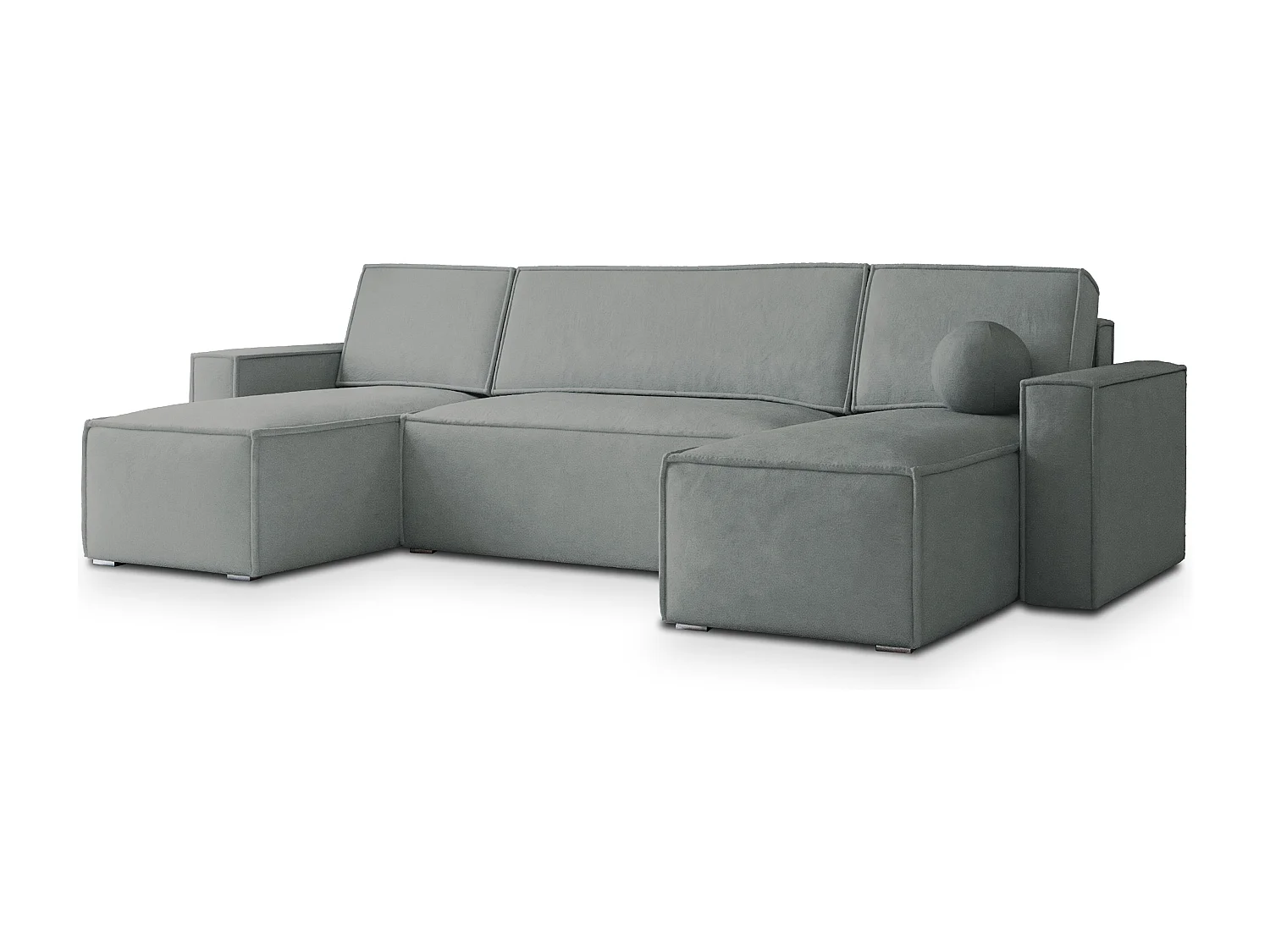 Canapé d'angle PESANO Gris en velours avec fonction de couchage