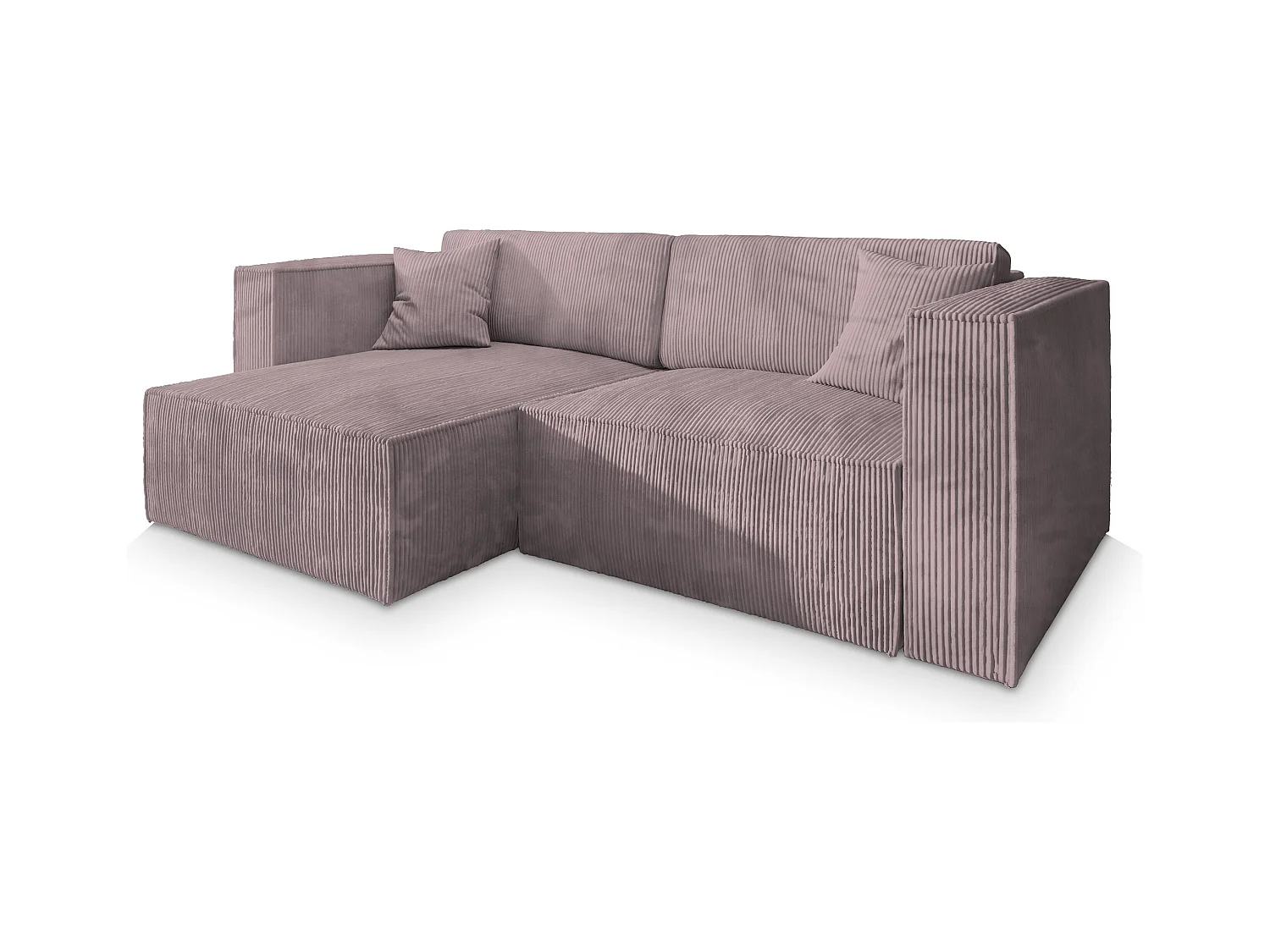 Canapé d'angle NERIO Parme en velours côtelé avec fonction de couchage