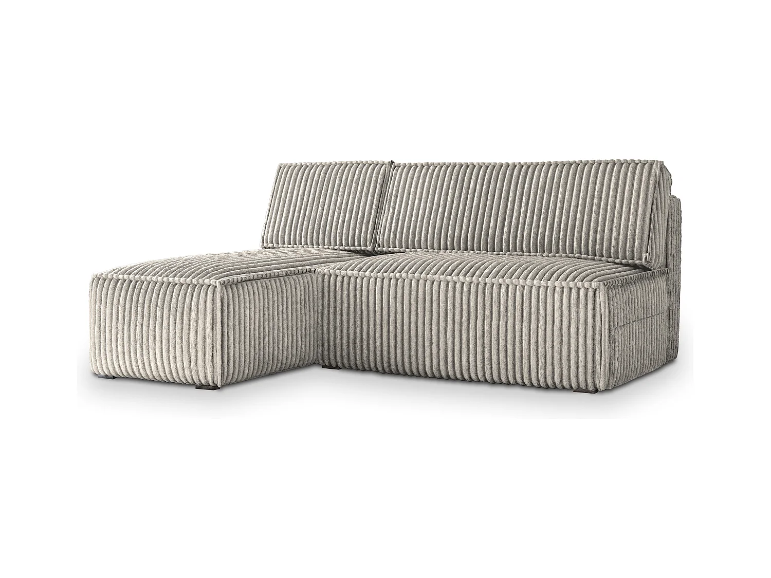 Canapé d'angle BRISO Gris clair en velours côtelé avec fonction de couchage