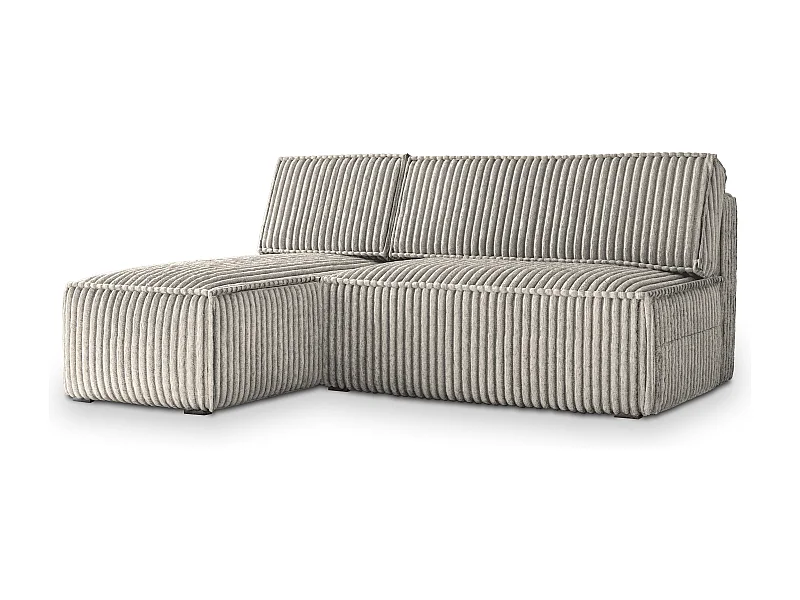 Canapé d'angle BRISO Gris clair en velours côtelé avec fonction de couchage