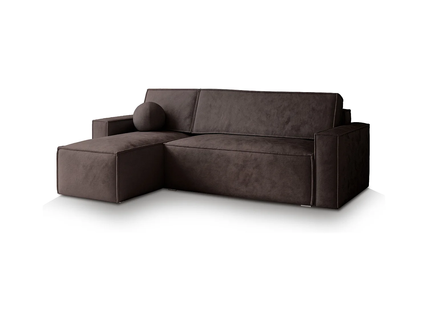 Canapé d'angle RAVELO Marron en velours avec fonction de couchage