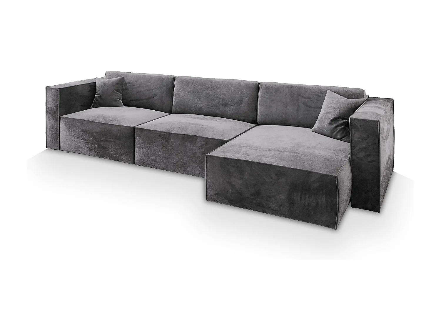 Canapé d'angle TOLMO Gris en velours avec fonction de couchage