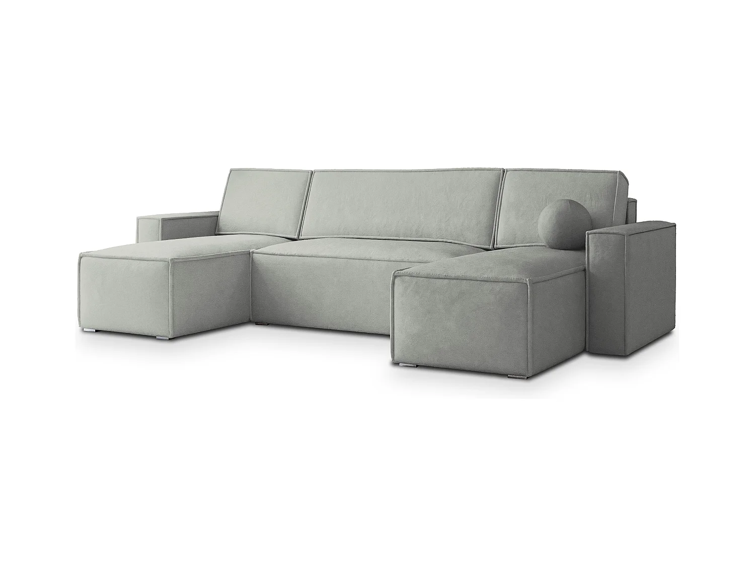 Canapé d'angle PESANO Gris clair en velours avec fonction de couchage