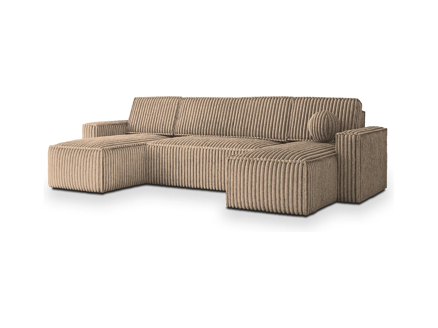 Canapé d'angle PESANO Beige en velours côtelé avec fonction de couchage