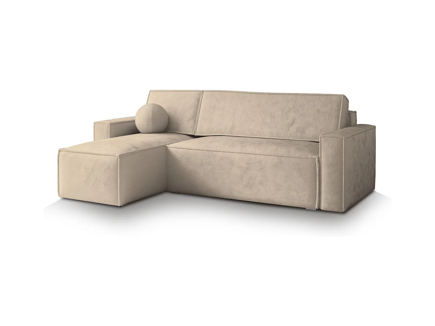 Canapé d'angle RAVELO Crème en velours avec fonction de couchage