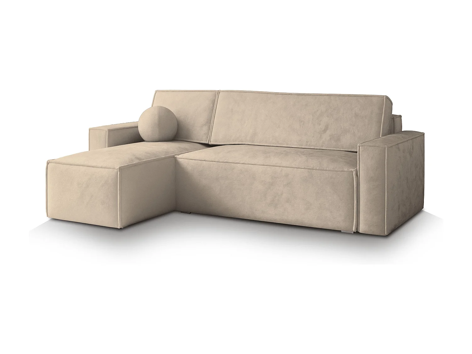 Canapé d'angle RAVELO Crème en velours avec fonction de couchage