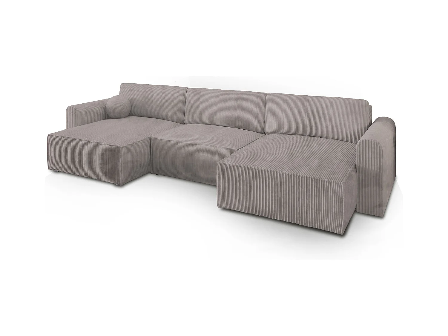 Canapé d'angle FENTO Beige en velours côtelé avec fonction de couchage