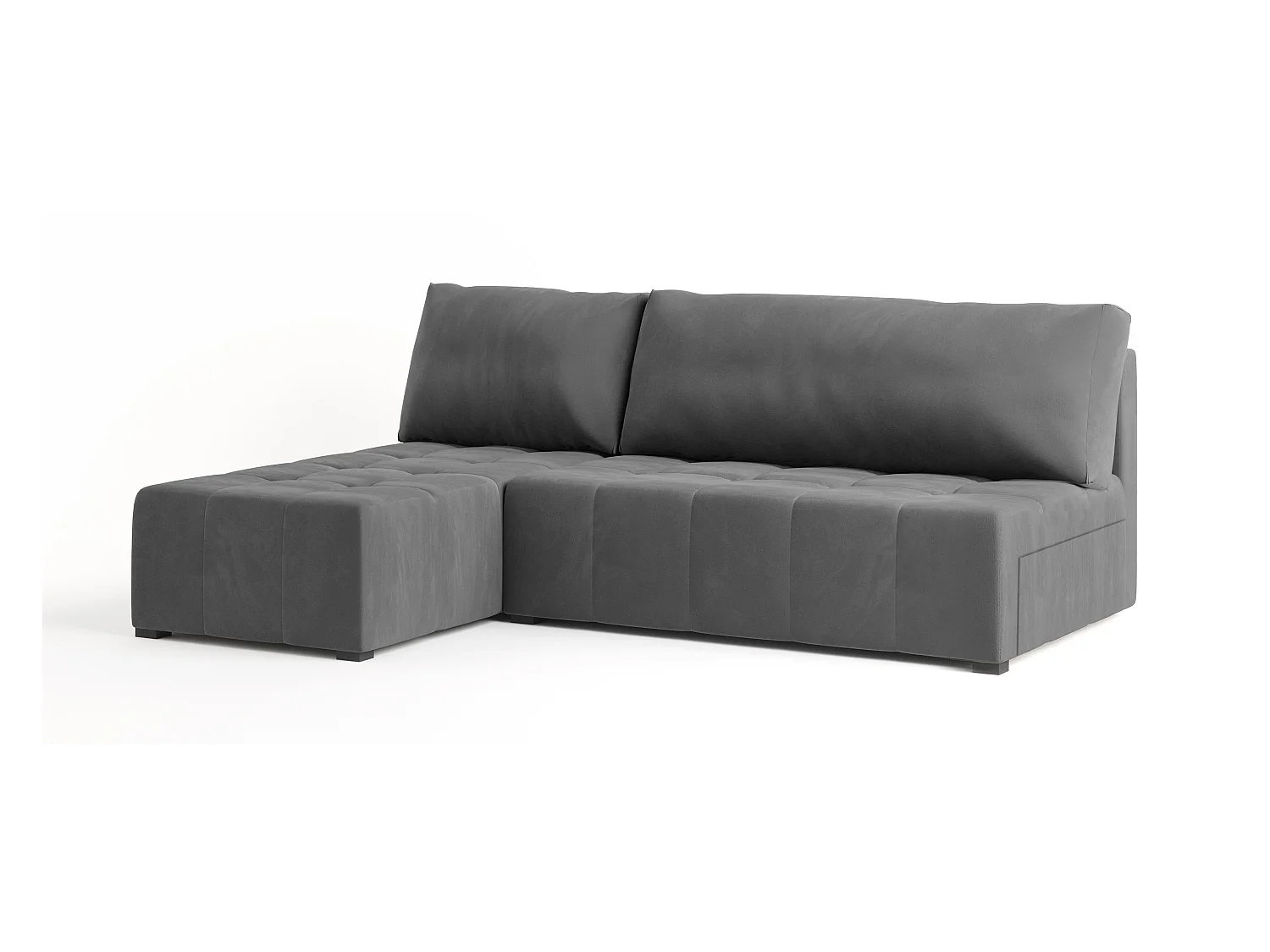 Canapé d'angle DOMIRA Gris en peluche avec fonction de couchage