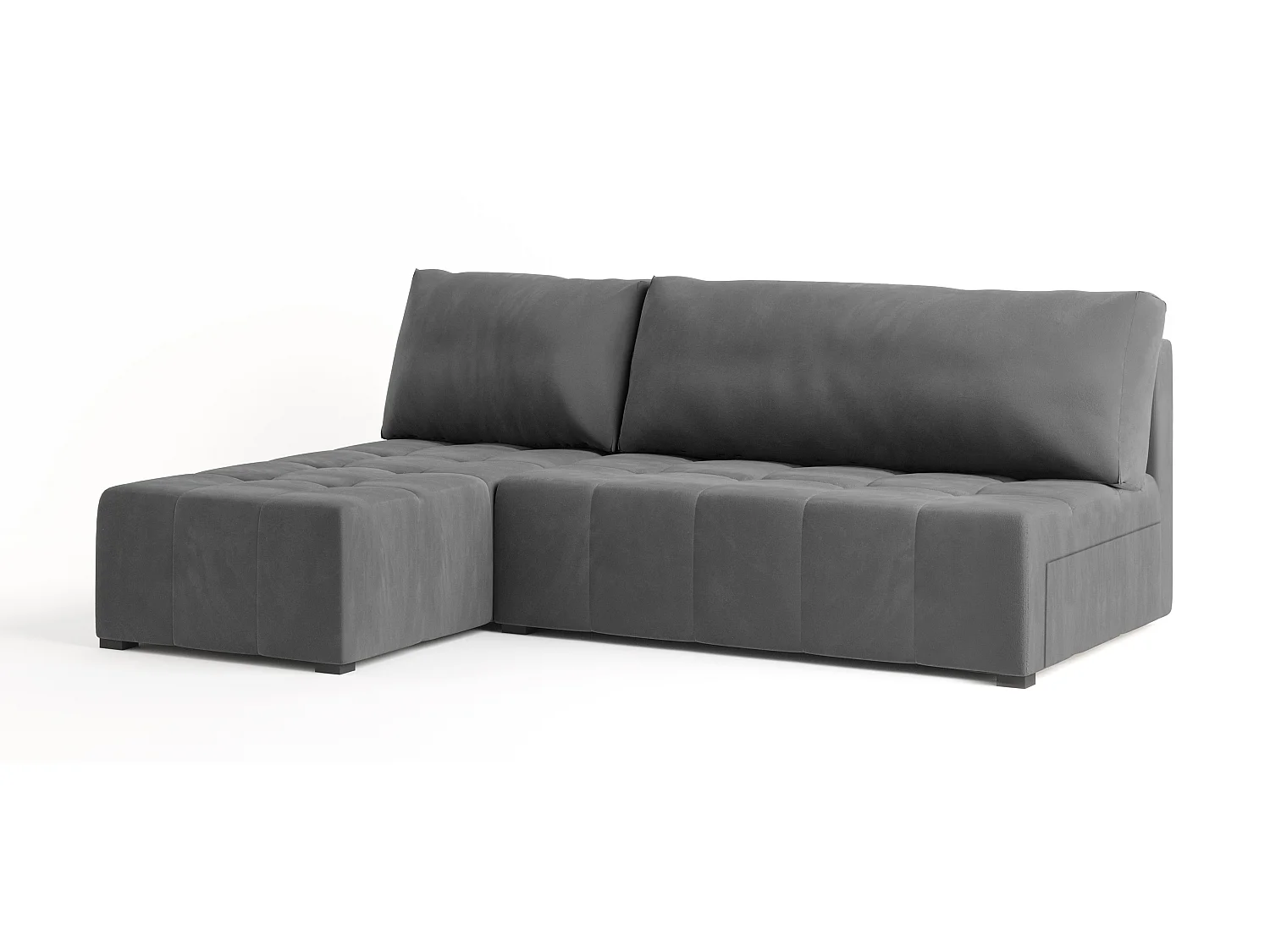 Canapé d'angle DOMIRA Gris en peluche avec fonction de couchage