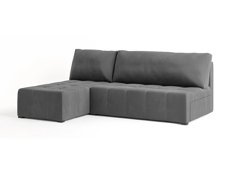 Canapé d'angle DOMIRA Gris en peluche avec fonction de couchage