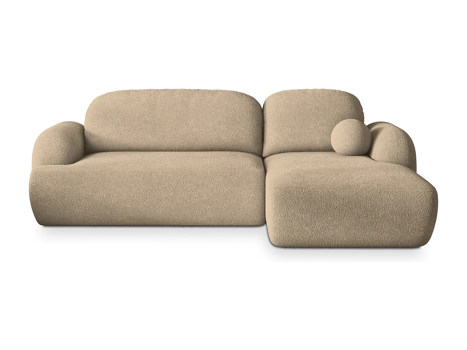 Canapé d'angle MODENZA Crème en bouclé avec fonction de couchage