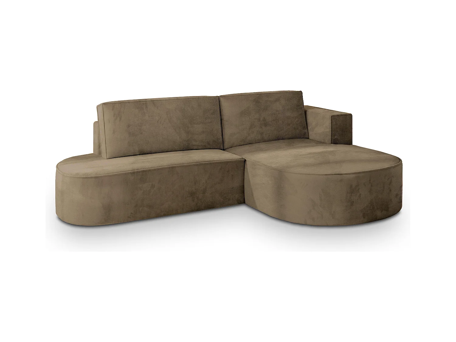 Canapé d'angle CORTIO Beige en velours avec fonction de couchage