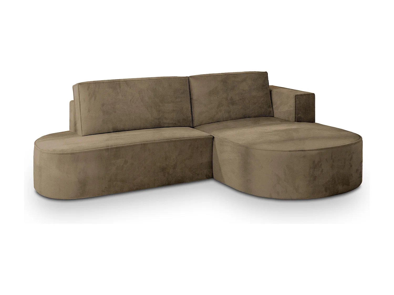 Canapé d'angle CORTIO Beige en velours avec fonction de couchage