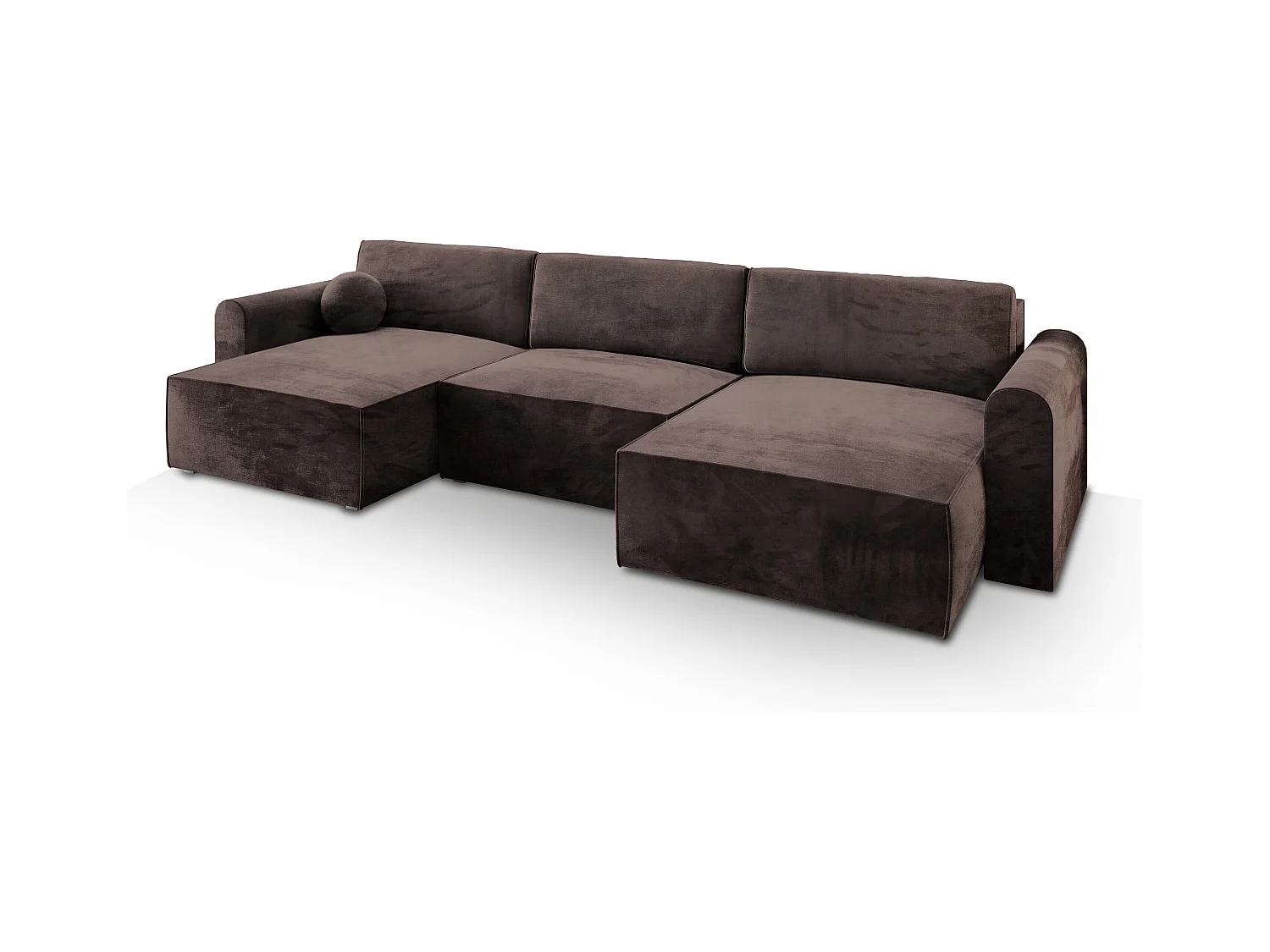 Canapé d'angle FENTO Marron en velours avec fonction de couchage