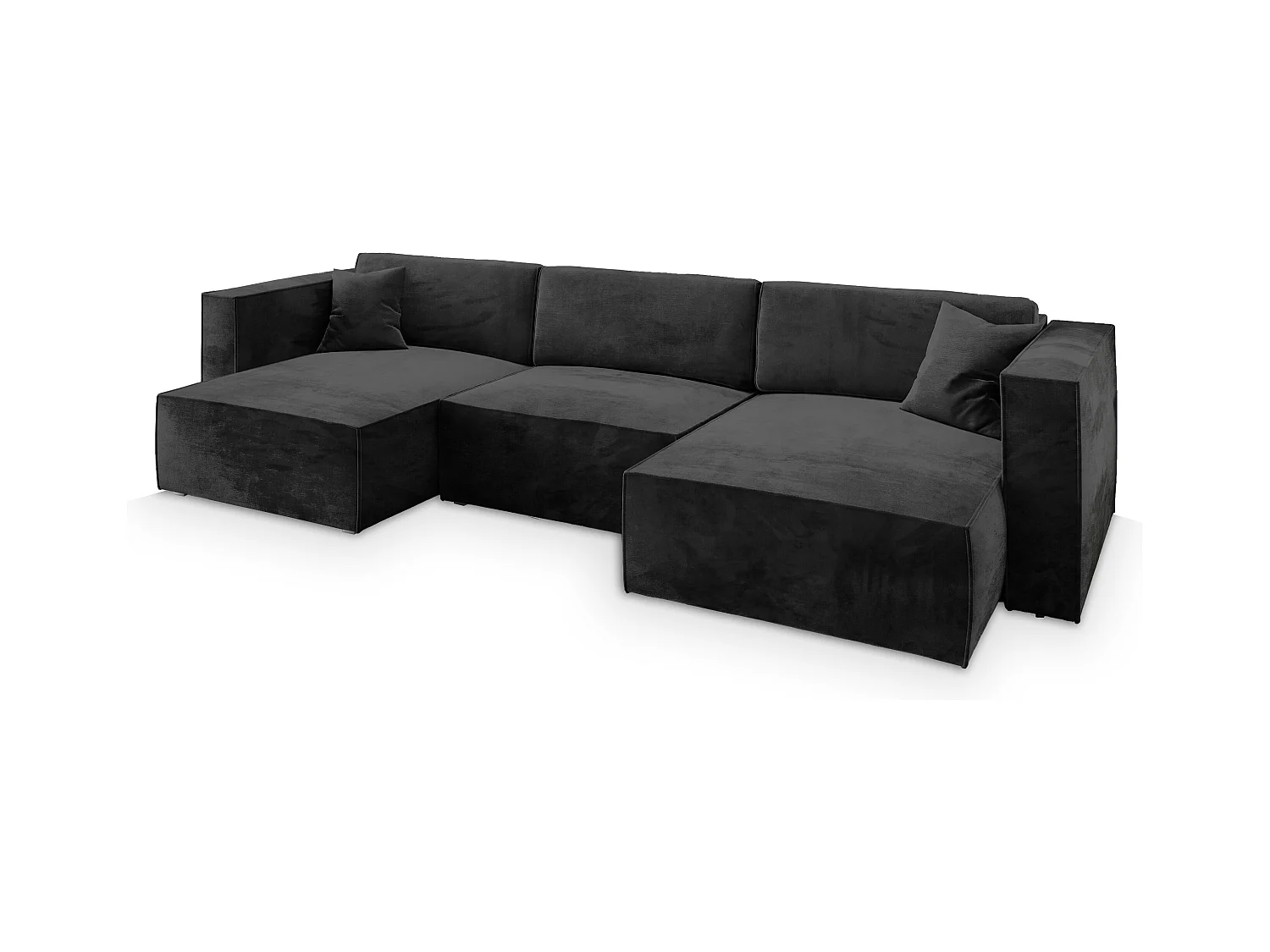 Canapé d'angle SARMO Noir en velours avec fonction de couchage