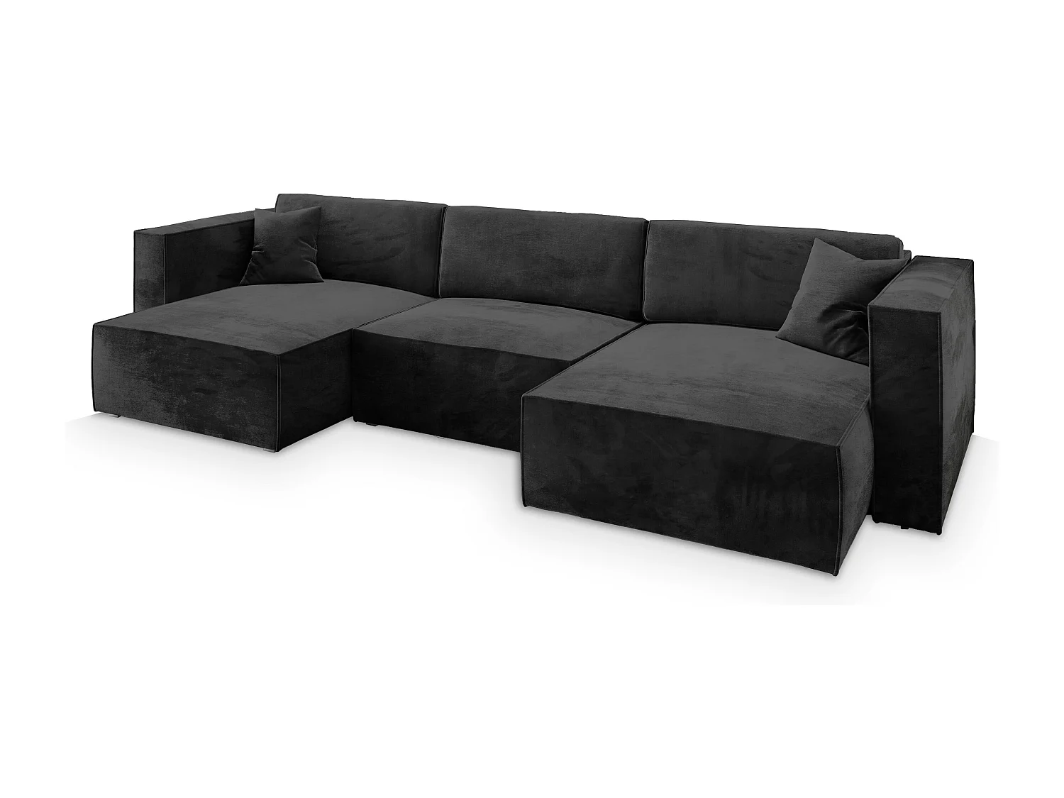 Canapé d'angle SARMO Noir en velours avec fonction de couchage