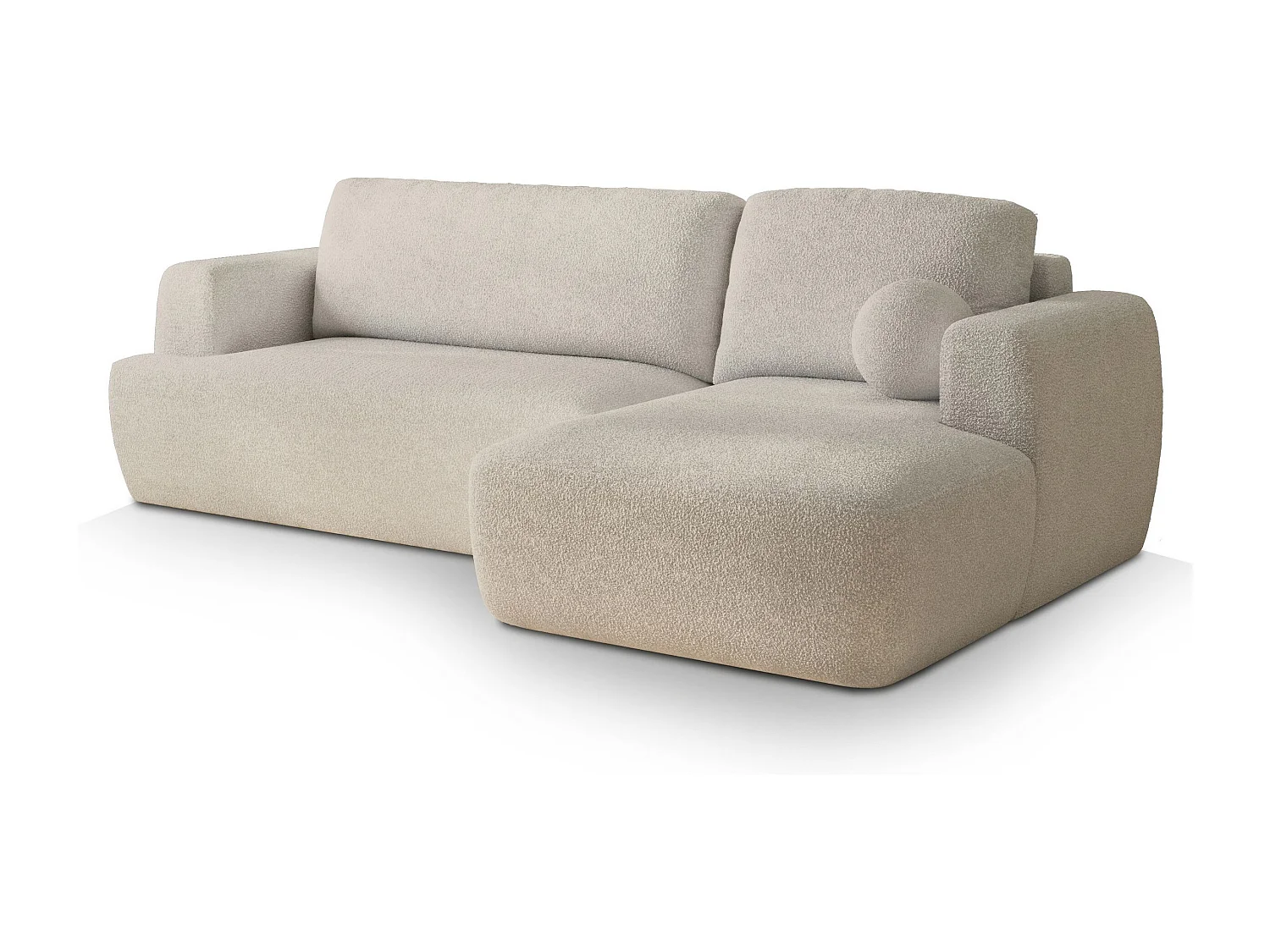 Canapé d'angle SENTI Crème en bouclé avec fonction de couchage