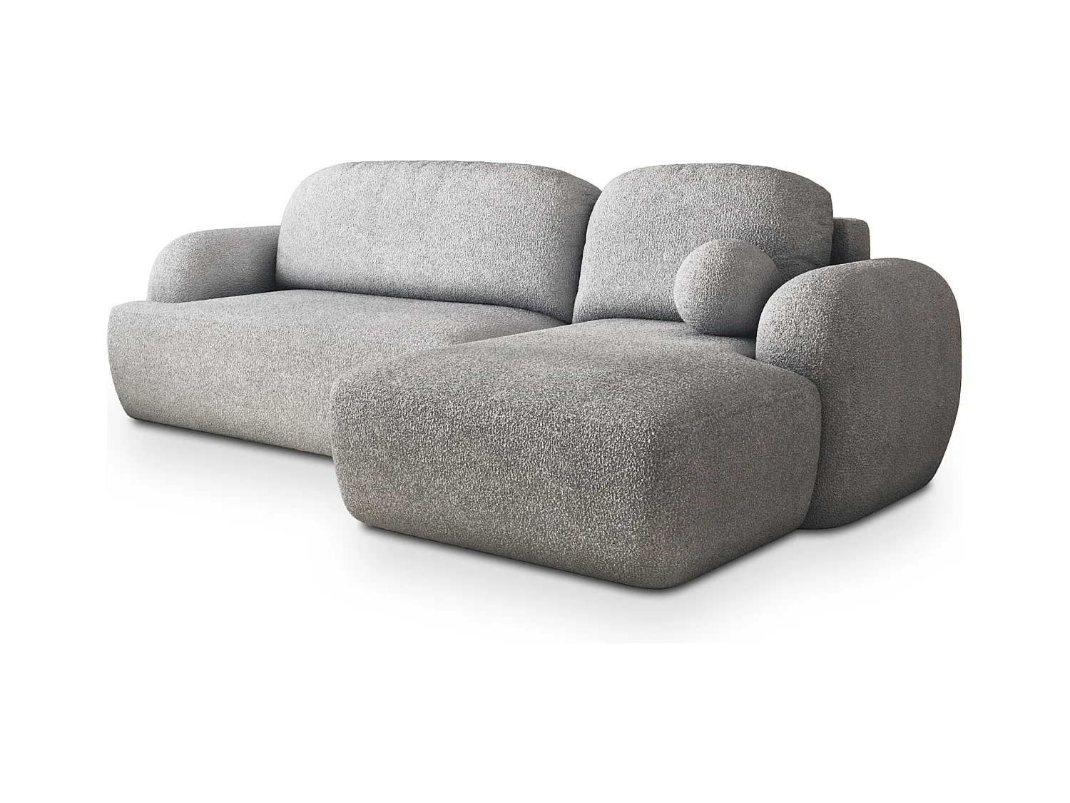 Canapé d'angle MODENZA Gris clair en bouclé avec fonction de couchage