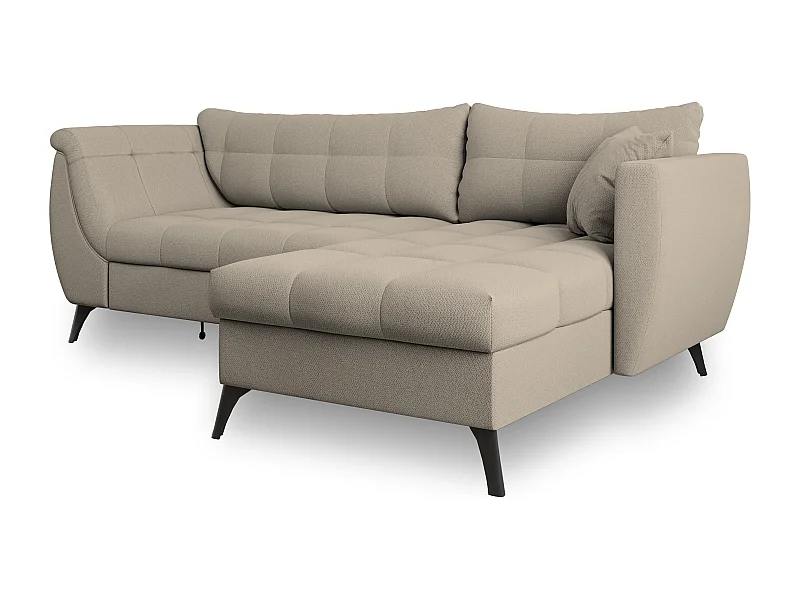 Canapé d'angle MOLLIS Beige en tissu texturé avec fonction de couchage