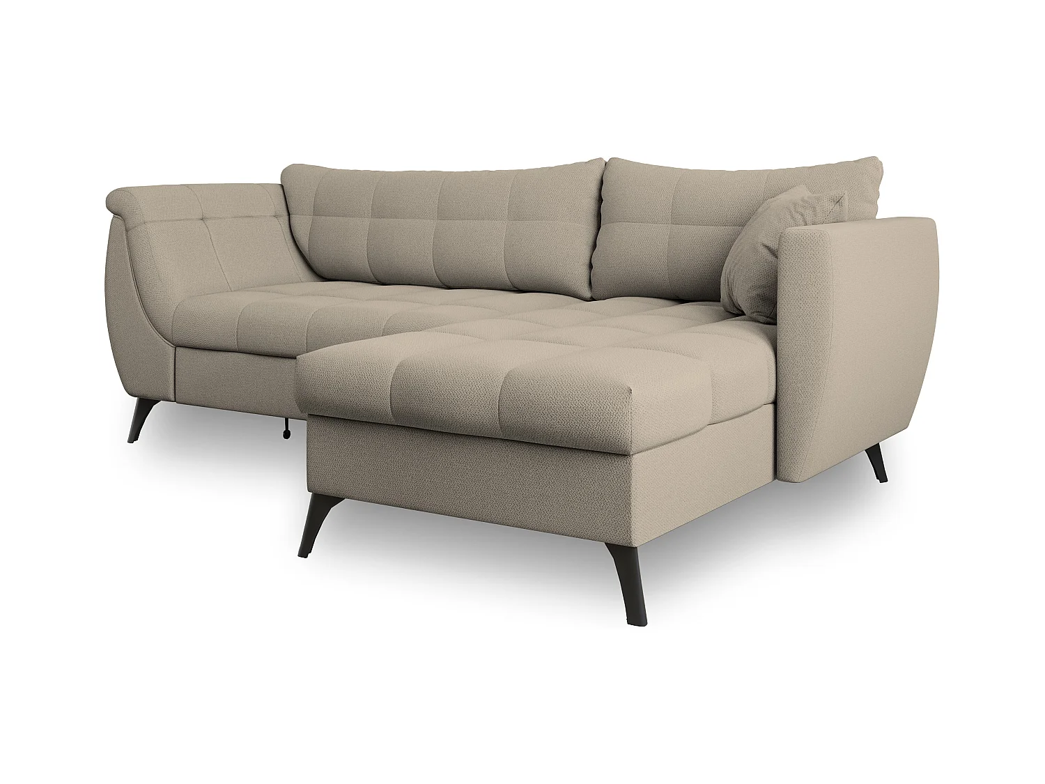 Canapé d'angle MOLLIS Beige en tissu texturé avec fonction de couchage